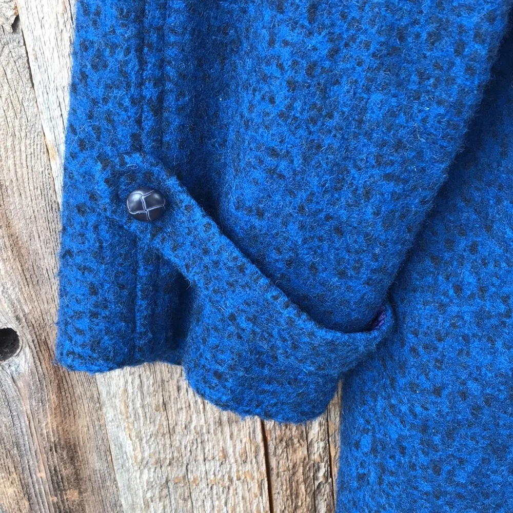 SOLD! VTG 70s Ferncroft 100% Wool Mottled Blue Overcoat, 11/12P, Union Made - Picture 3 of 9